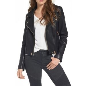 Blank NYC Black Leather Jacket with Silver Accents